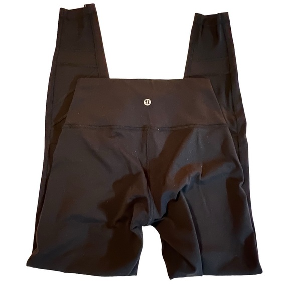 Lululemon Wunder Under Pant High Rise*Tech Mesh 28" Black Yoga 2 lace inset - Picture 14 of 16
